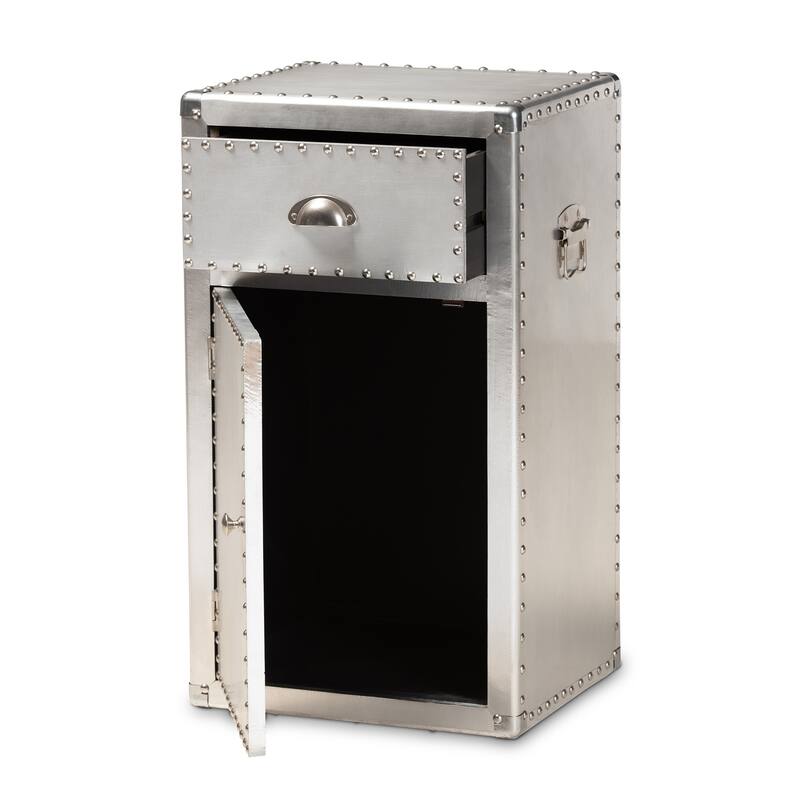 Carbon Loft Rameses French Industrial Silver Metal 1-door Accent Storage Cabinet