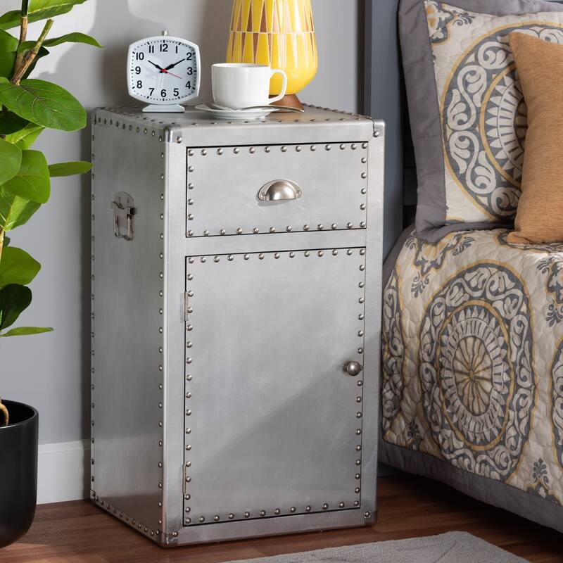 Carbon Loft Rameses French Industrial Silver Metal 1-door Accent Storage Cabinet