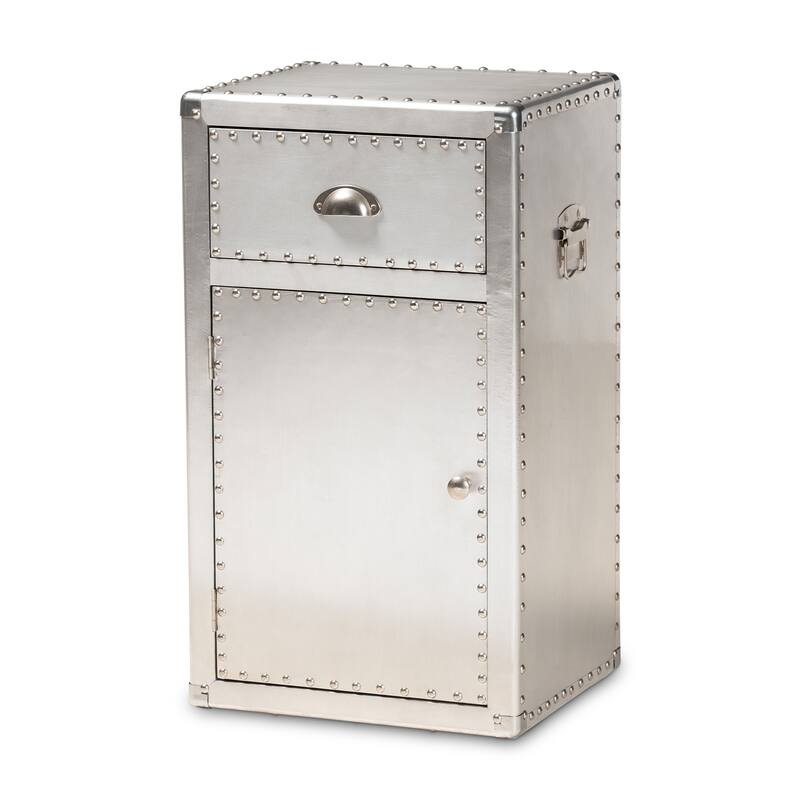 Carbon Loft Rameses French Industrial Silver Metal 1-door Accent Storage Cabinet