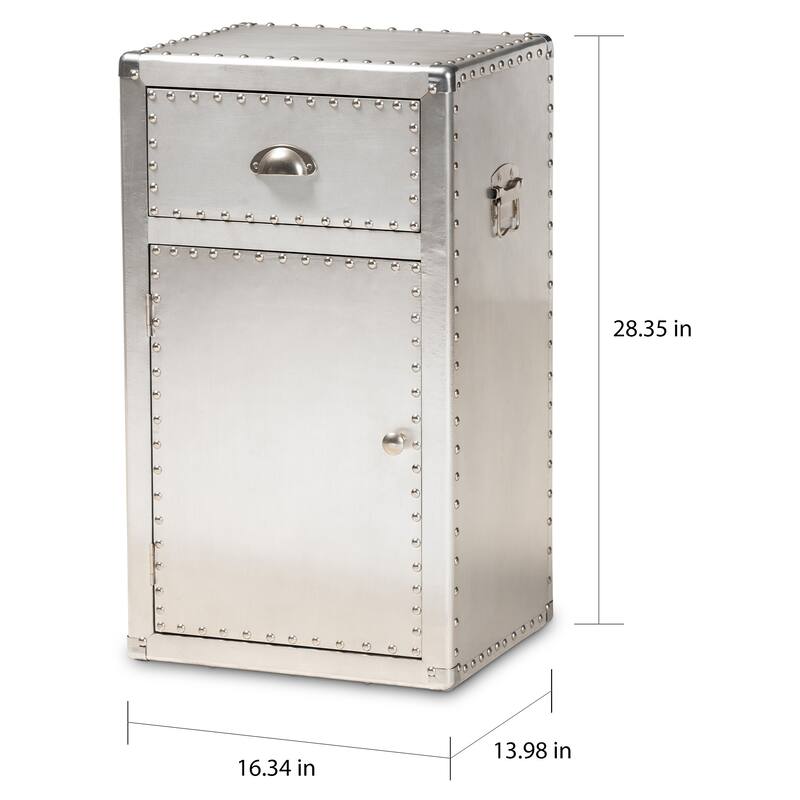 Carbon Loft Rameses French Industrial Silver Metal 1-door Accent Storage Cabinet - N/A