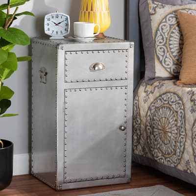 Carbon Loft Rameses French Industrial Silver Metal 1-door Accent Storage Cabinet