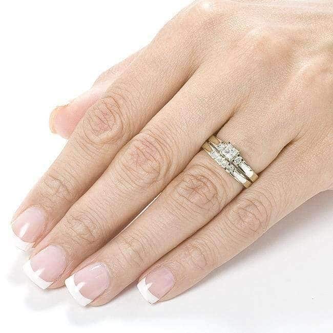 Annello by Kobelli 14k Gold 1/2ct TDW Princess-Cut Diamond 3 Stone Bridal Rings Set