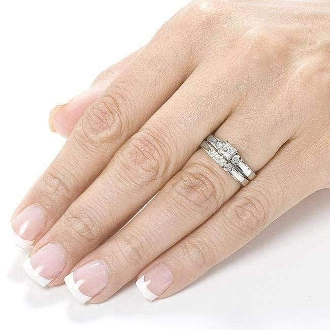 Annello by Kobelli 14k Gold 1/2ct TDW Princess-Cut Diamond 3 Stone Bridal Rings Set
