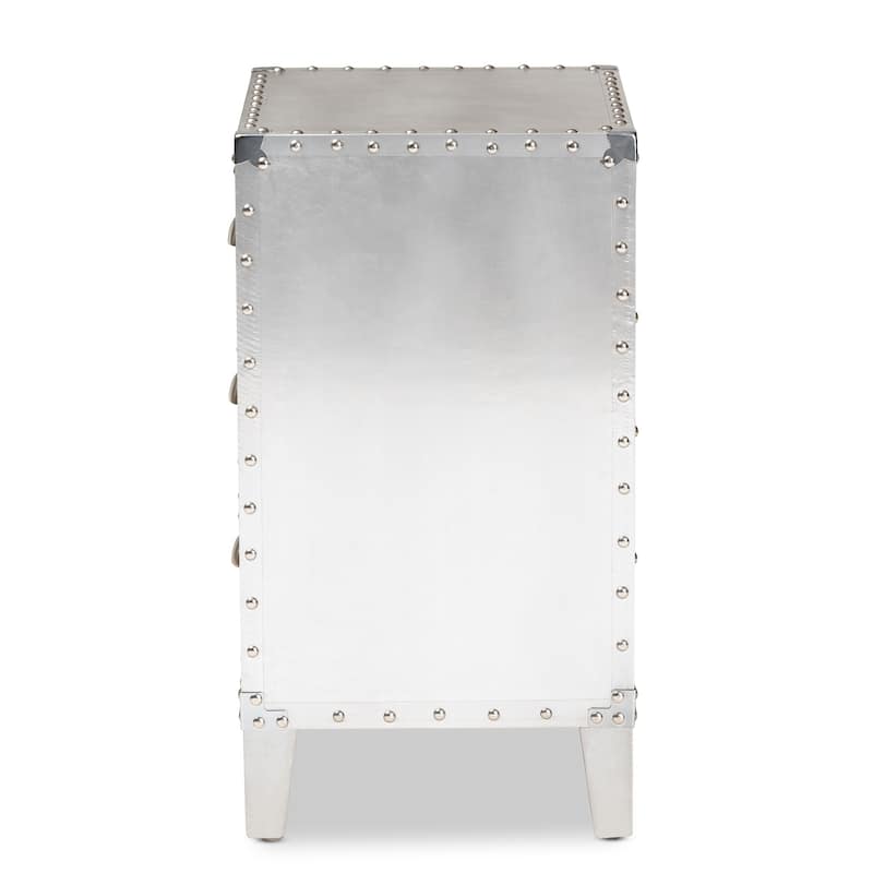 Baxton Studio Claude French Industrial Silver Metal 3-Drawer End Table