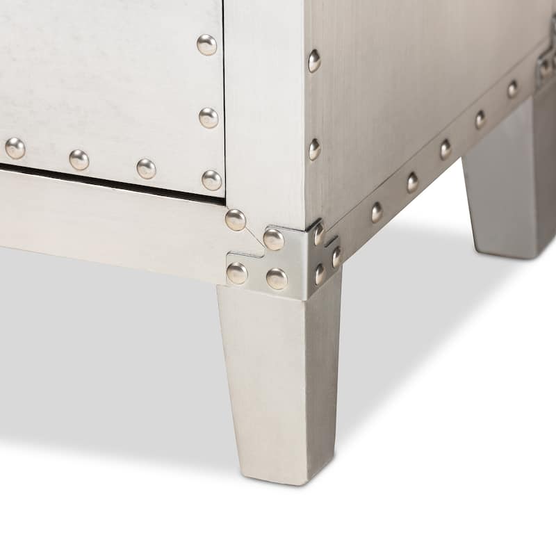 Baxton Studio Claude French Industrial Silver Metal 3-Drawer End Table