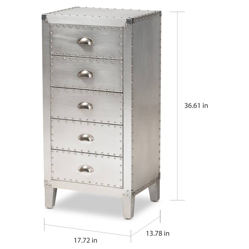 The Gray Barn Blackjack French Industrial Silver 5-drawer Cabinet - N/A