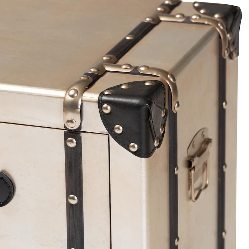 Baxton Studio Dilan Vintage Industrial Antique Silver Finished Metal Trunk Inspired 3-Drawer End Table