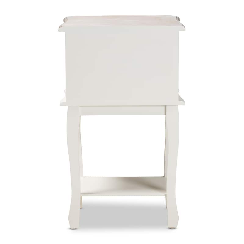 Baxton Studio Amalie Antique French Country Cottage Two-Tone White and Oak Finished 2-Drawer Wood End Table