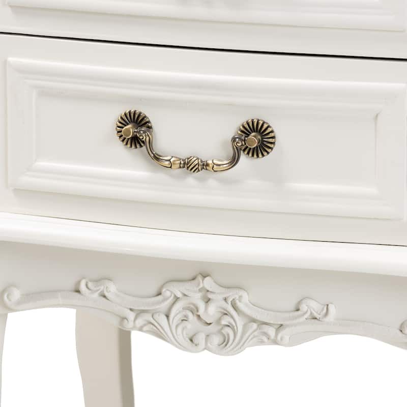 Baxton Studio Amalie Antique French Country Cottage Two-Tone White and Oak Finished 2-Drawer Wood End Table