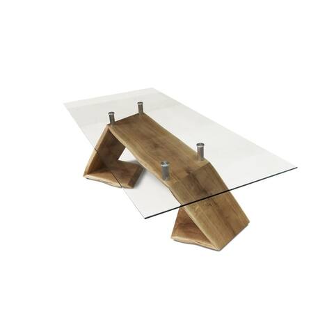 ZORG Dining Table - Natural Oak/Clear Glass