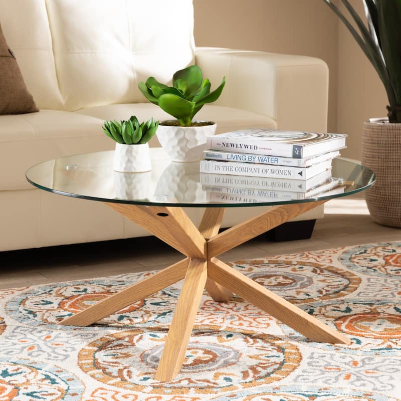 Carson Carrington Bakaroby Glass and Wood Finished Coffee Table