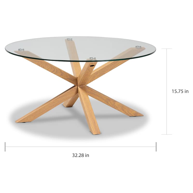 Carson Carrington Bakaroby Glass and Wood Finished Coffee Table