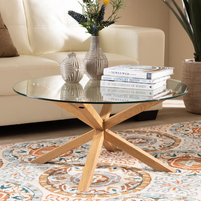 Carson Carrington Bakaroby Glass and Wood Finished Coffee Table