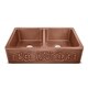 preview thumbnail 2 of 1, Renzan Farmhouse Apron-Front Handmade Copper 36 inch Double Bowl Kitchen Sink in Antique Copper