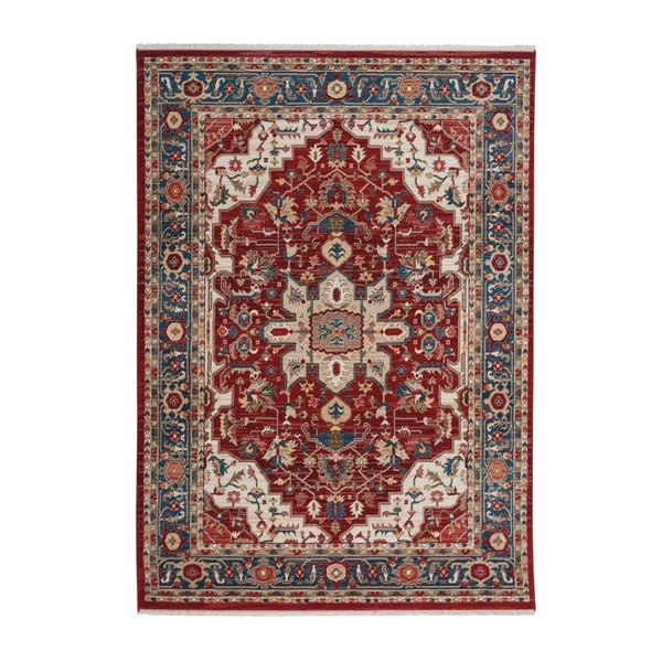 Alden-Medallion Classic Red Machine Woven Rectangle Rug - 4' 10" x 3' 3"