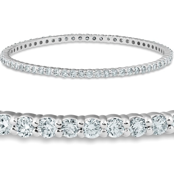 Shop 14k White Gold 6 3/4 Ct Diamond Bangle Bracelet (G-H/SI) - On Sale - Free Shipping Today ...