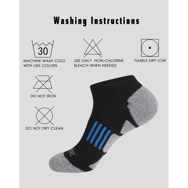 Kold Feet Mens Athletic 6-Pack Solid Cushion Crew Hiking Performance Running Socks