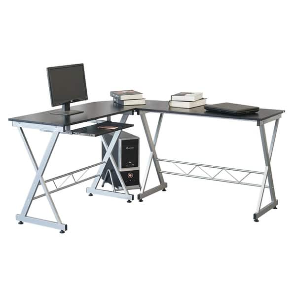 Shop L Shape Computer Desk W Keyboard Tray Cpu Stand Corner