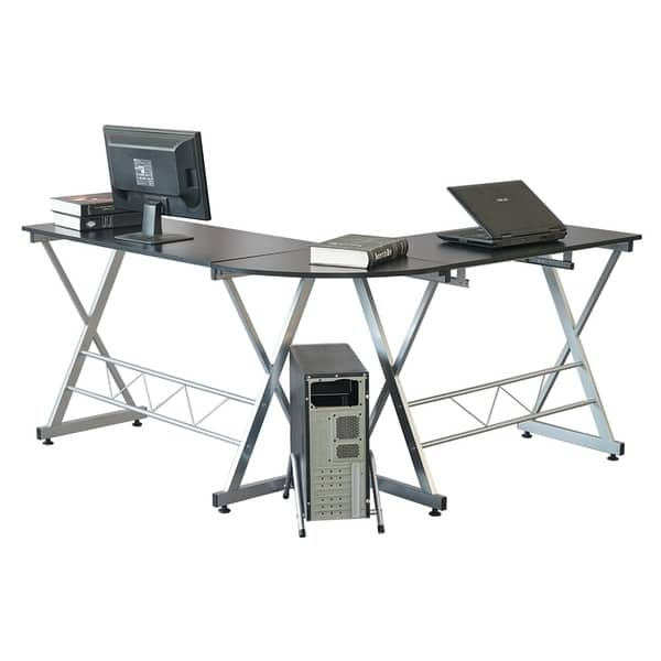 Shop L Shape Computer Desk W Keyboard Tray Cpu Stand Corner