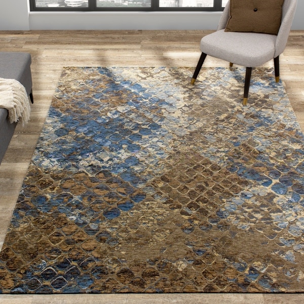 Broadway Brown Blue Behind the Glass Rug