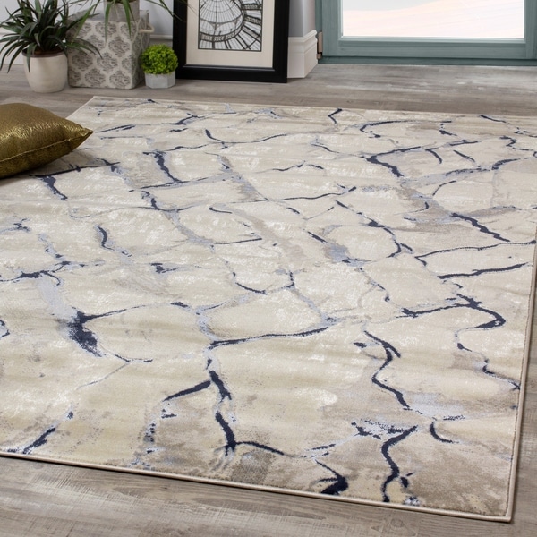 Anchor Grey White Distressed Cobblestone Rug