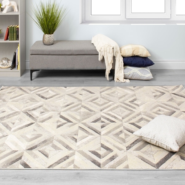 Anchor Grey White Shimmer Tiles Rug