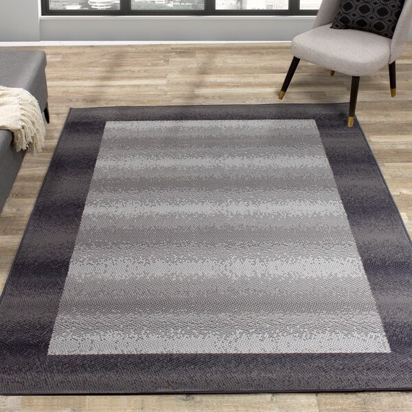 Fona Grey Dark Border Distressed Rug