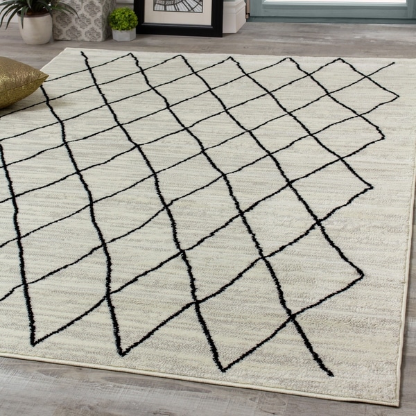 Mirrol Pen-Drawn Trellis Lines Rug