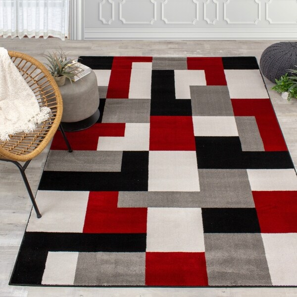Palladium Red/Black/Grey Blocks Rug
