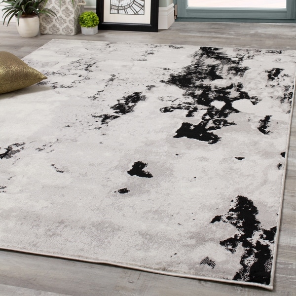 Mirrol Grey Pebbles Distressed Rug