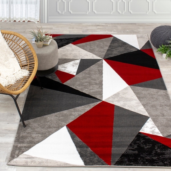 Palladium Red/Grey/Black Triangles Rug