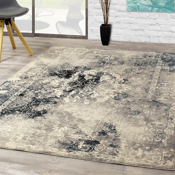Salma Blue Grey Chic Transitional Soft Touch Rug