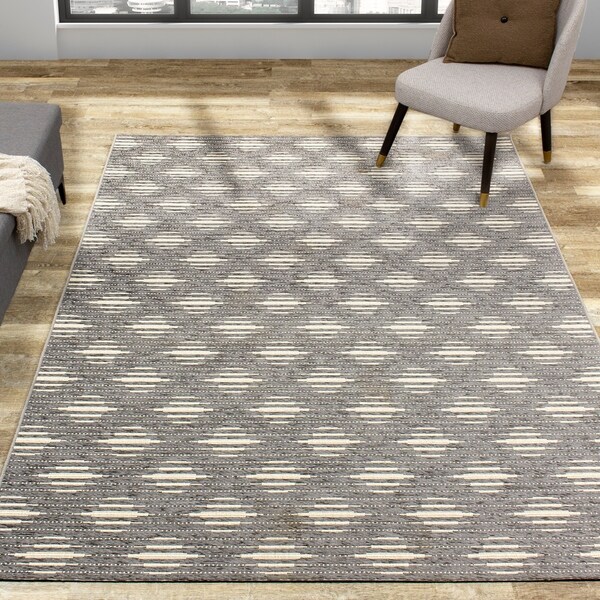 Vaughn Grey Cream Trellis Indoor/Outdoor Rug
