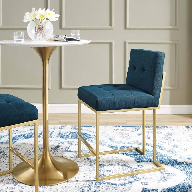 Silver Orchid Brissac Gold Stainless Steel Upholstered Fabric Counter Stool