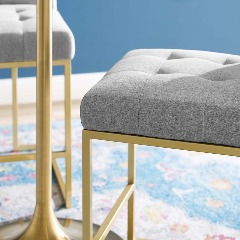 Silver Orchid Brissac Gold Stainless Steel Upholstered Fabric Counter Stool