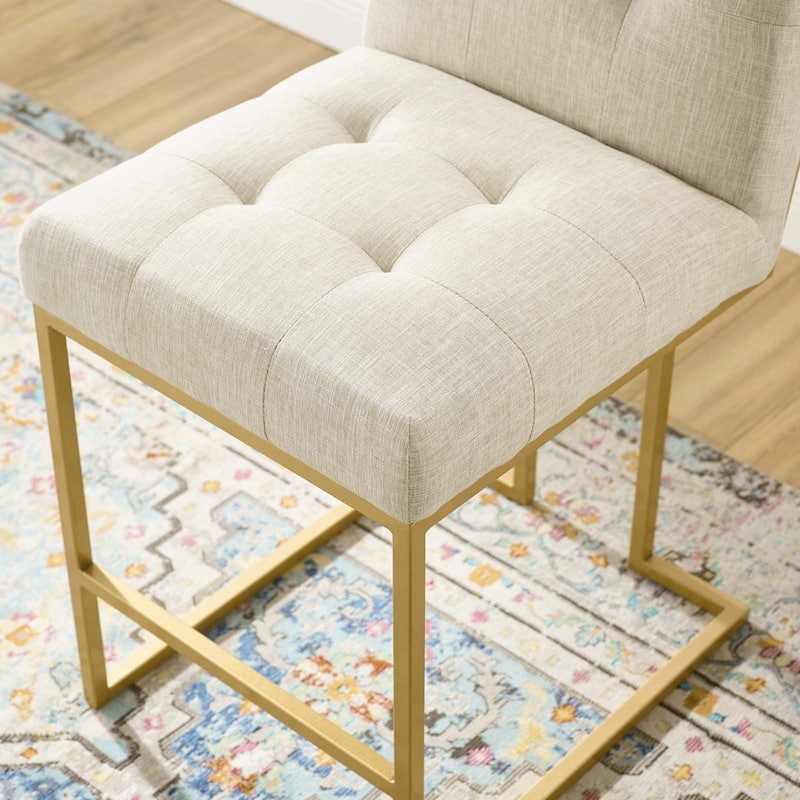 Silver Orchid Brissac Gold Stainless Steel Upholstered Fabric Counter Stool
