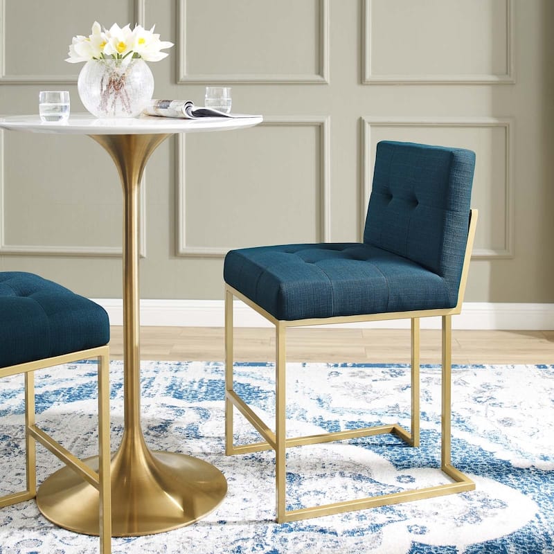 Silver Orchid Brissac Gold Stainless Steel Upholstered Fabric Counter Stool