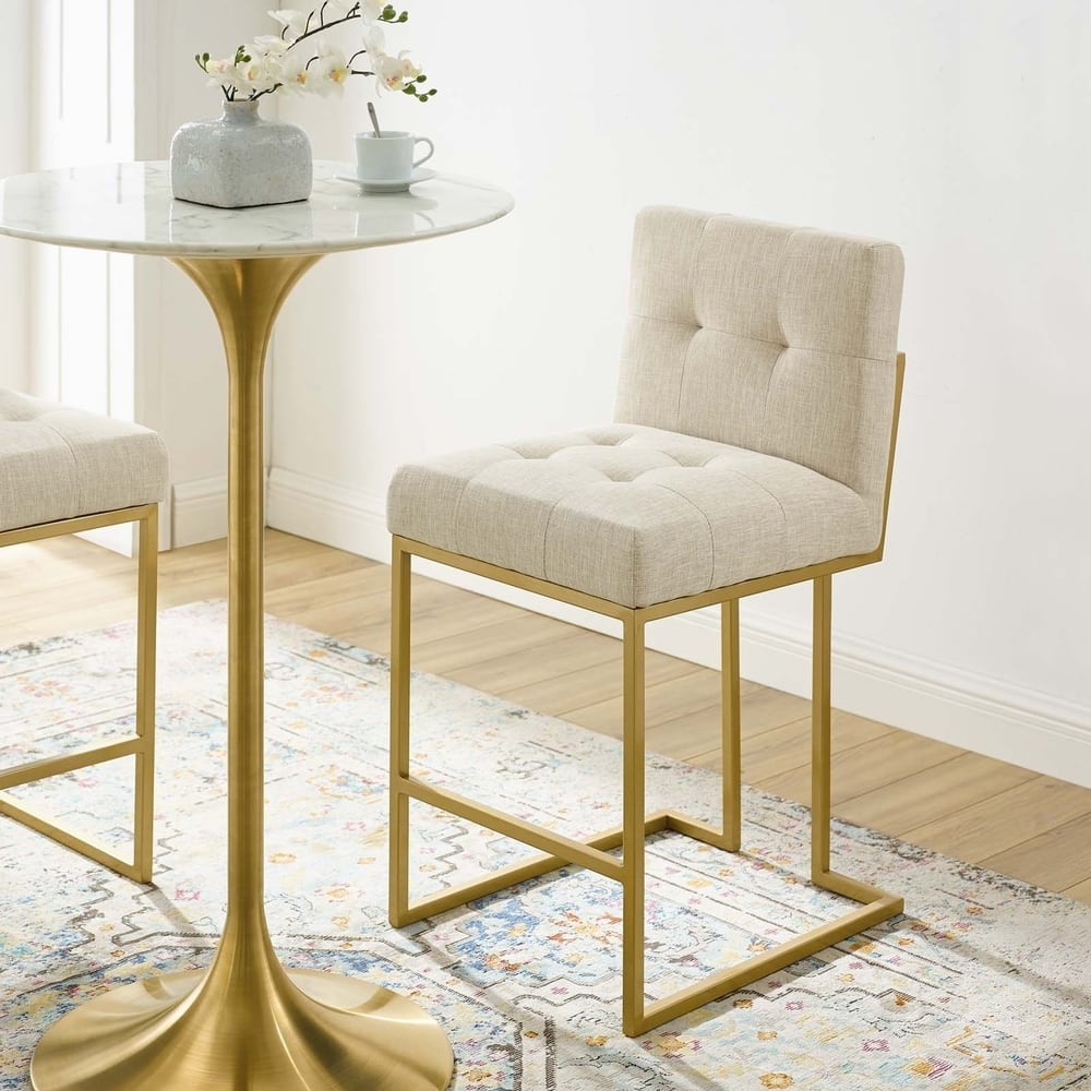 Silver Orchid Brissac Gold Stainless Steel Upholstered Fabric Counter Stool
