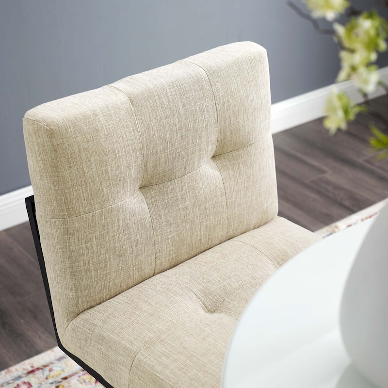 Privy Black Stainless Steel Upholstered Fabric Bar Stool, Light Gray