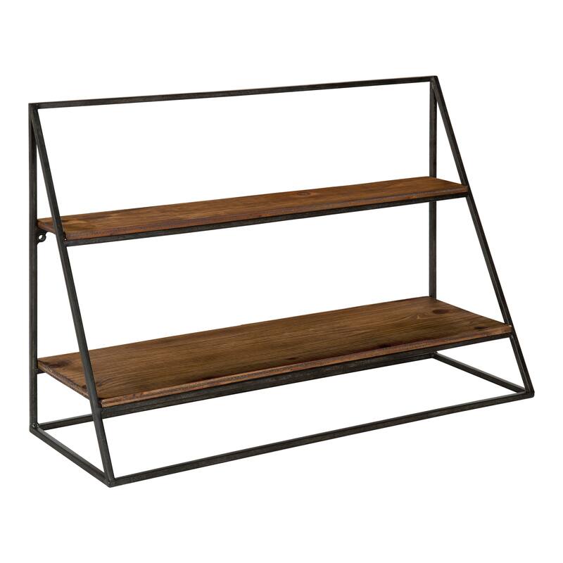 Kate and Laurel Lander Rustic Hanging Wall Shelf - 24x8x16 - 24x8x16 - Brown
