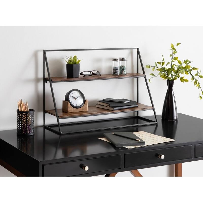Kate and Laurel Lander Rustic Hanging Wall Shelf - 24x8x16