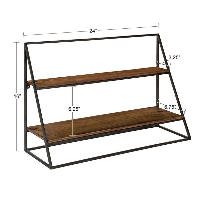 Kate and Laurel Lander Rustic Hanging Wall Shelf - 24x8x16