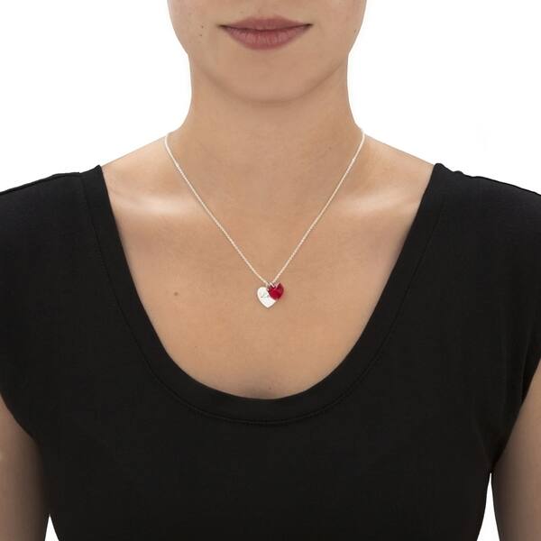 Silver Tone Red Swarovski Elements Crystal Love Heart Pendant Set Overstock