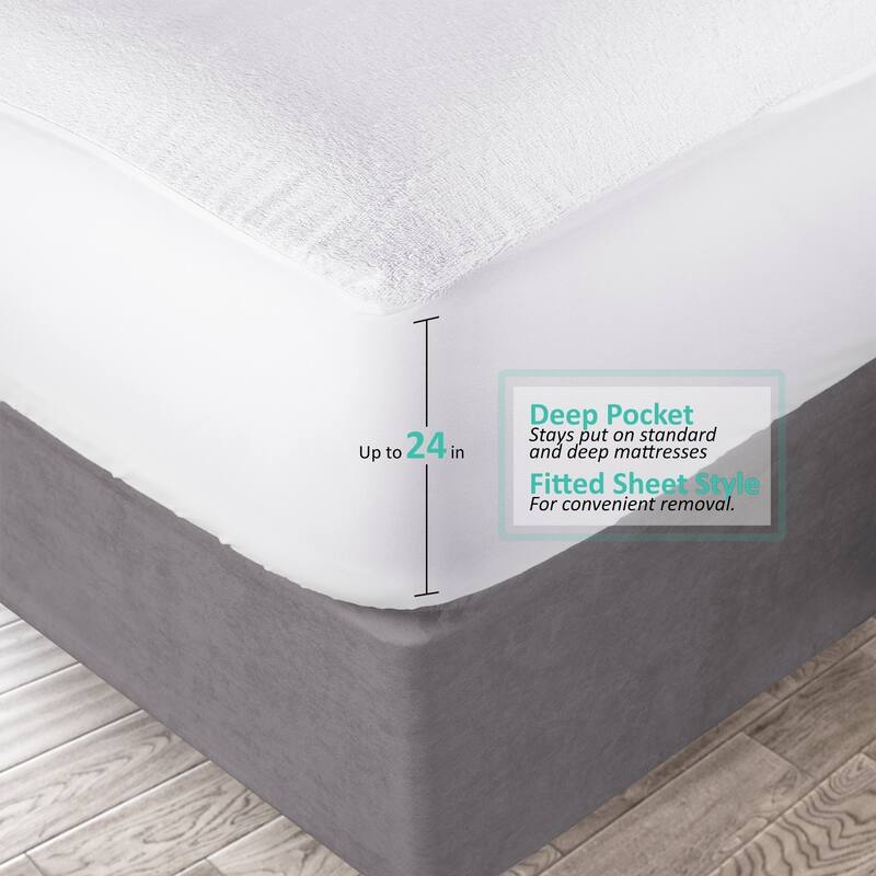 Nestl Cotton Terry 21inch Deep Pocket Waterproof Mattress Protector