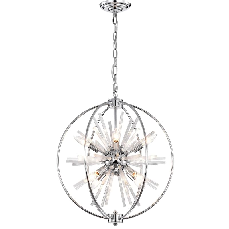 Silver Orchid Naldi Modern Industrial Globe Chandelier 8 Light