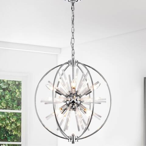 Silver Orchid Naldi Modern Industrial Globe Chandelier 8 Light