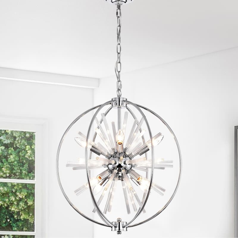Silver Orchid Naldi Modern Industrial Globe Chandelier 8 Light
