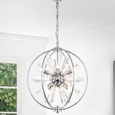 Silver Orchid Naldi Modern Industrial Globe Chandelier 8 Light