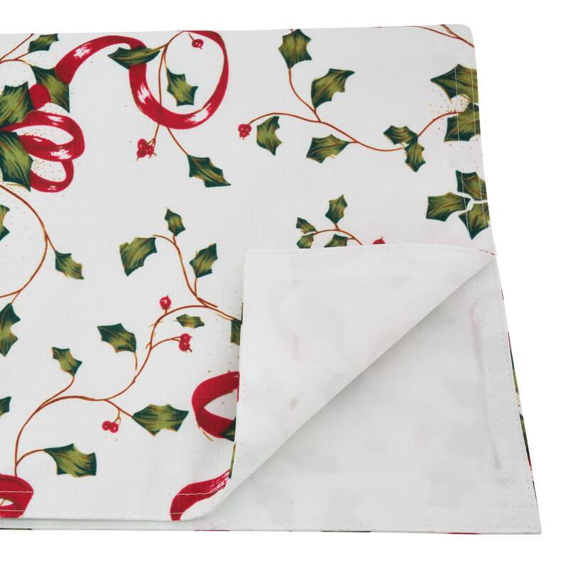 Table Runner With Holly and Ribbon Design