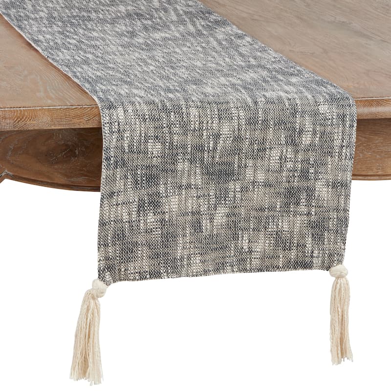 Solid Color Table Runner With Tasseled Design
